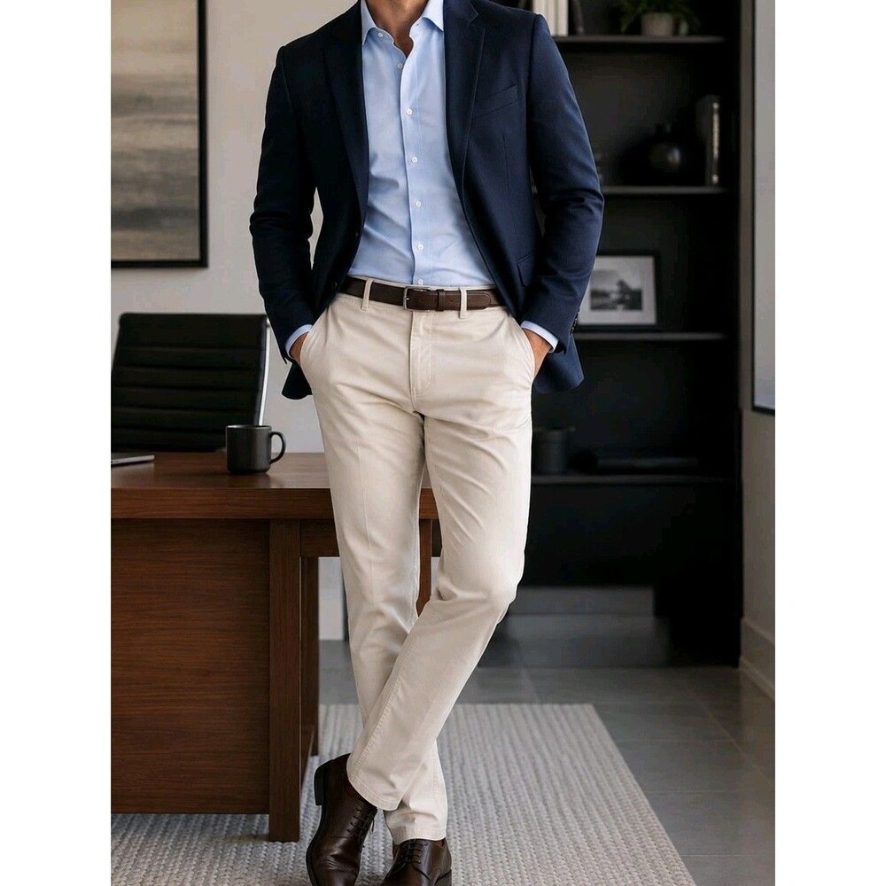 Banana Republic Traveler Slim Fit Pants 34x32 Cream Quiet Luxury Chino